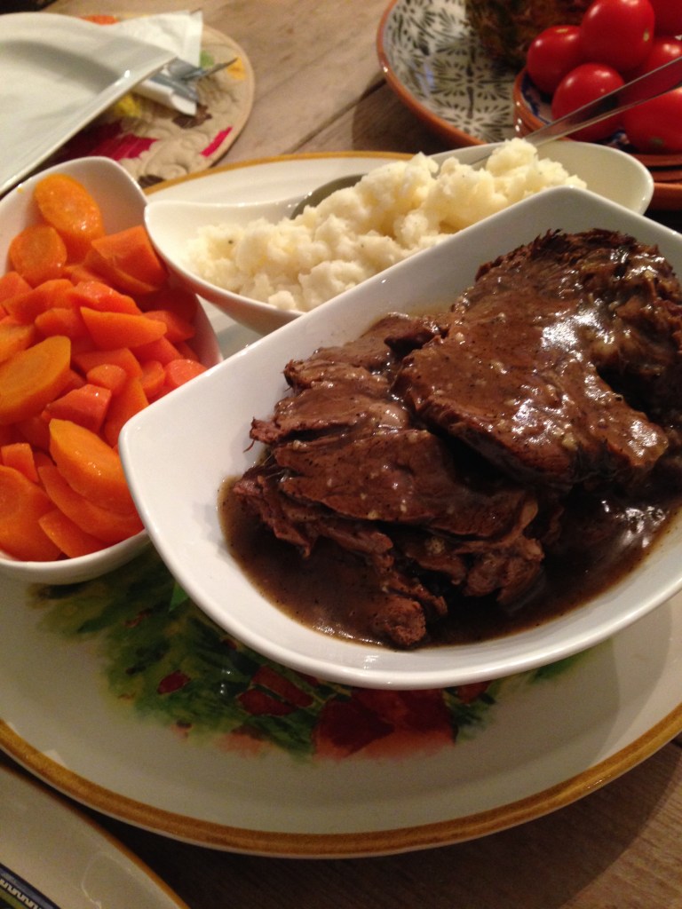 The trick to this delicious pot roast is letting the meat sit in the thickened gravy. You can even prepare this ahead, and reheat just before dinner. By layering the meat in with the gravy you will have a super tender pot roast.